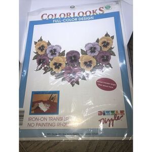 Colorlooks Full Color Design Iron-on Transfer  Pansies Vintage 90s! #56038 Pansy